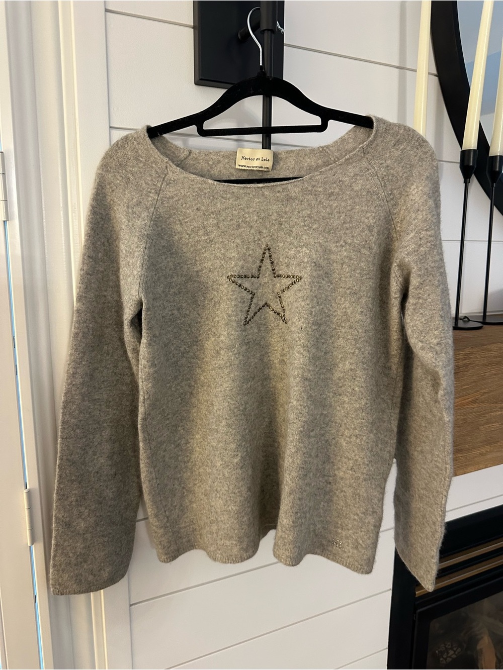 Y2K 100% Cashmere Women's Gray Star Crewneck Sweater